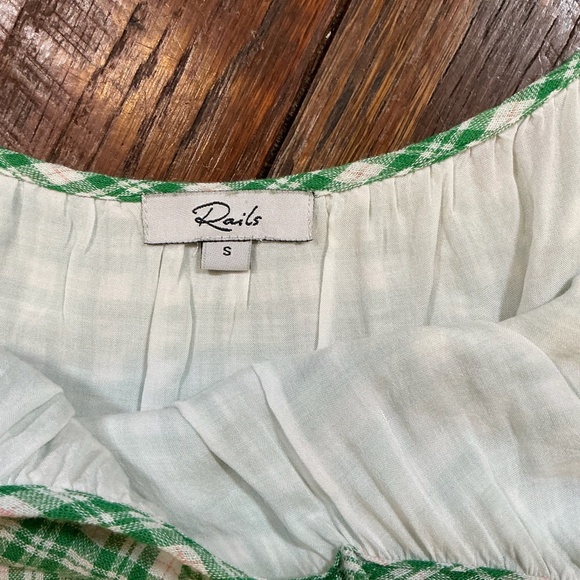 Rails Ari Plaid Flounce Hem Gingham Mini Dress in White Evergreen Green Women’s - Picture 4 of 7